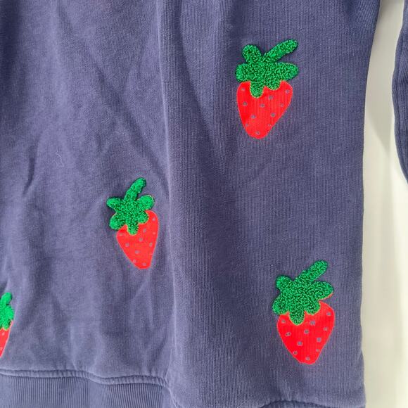 Hanna Andersson Appliqué Sweatshirt Navy Strawberry Crewneck Size 8 - Picture 8 of 8